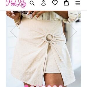 Pink Lily Linen Look Skort